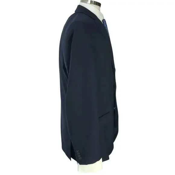 Michael Kors Mens Size 42L Blazer Jacket Sport Coat Navy Blue Metal Buttons